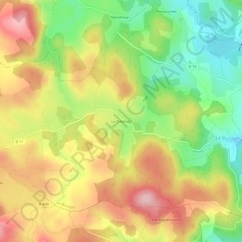 Mapa topográfico Le Gibertès, altitude, relevo