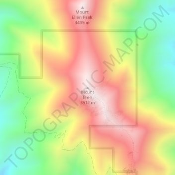 Mapa topográfico Mount Ellen, altitude, relevo