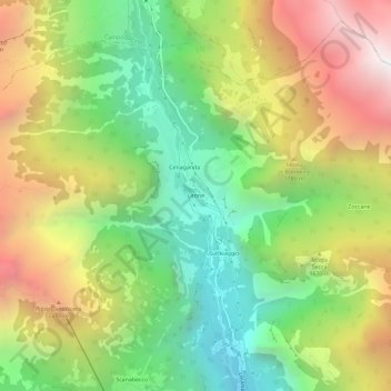 Mapa topográfico Lirone, altitude, relevo