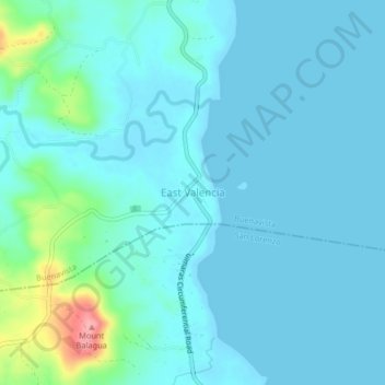 Mapa topográfico East Valencia, altitude, relevo