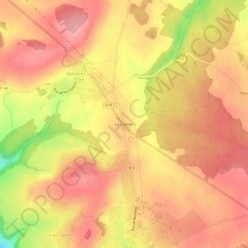 Mapa topográfico La Croisée, altitude, relevo