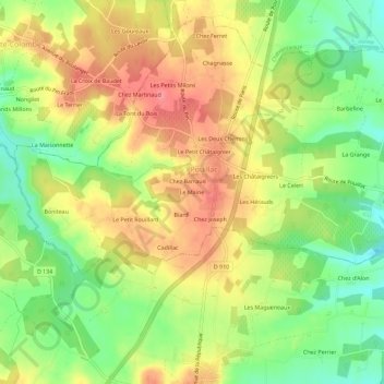 Mapa topográfico Le Maine, altitude, relevo