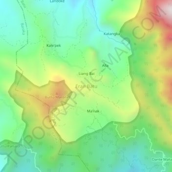 Mapa topográfico Eran Batu, altitude, relevo