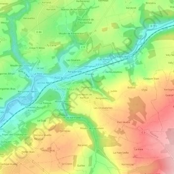 Mapa topográfico Pesmarch, altitude, relevo