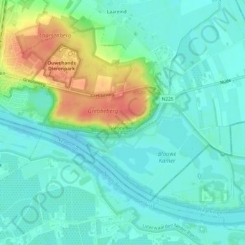 Mapa topográfico Grebbeberg, altitude, relevo