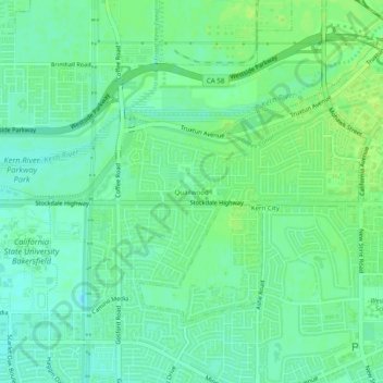 Mapa topográfico Quailwood, altitude, relevo