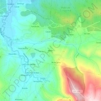 Mapa topográfico Abadia, altitude, relevo