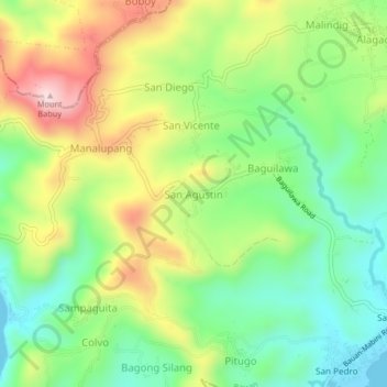 Mapa topográfico San Agustin, altitude, relevo