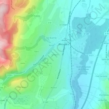 Mapa topográfico La Rippe, altitude, relevo