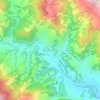 Mapa topográfico sepat village, altitude, relevo