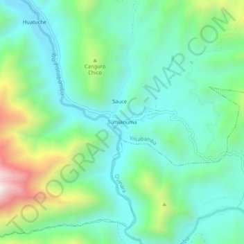 Mapa topográfico Tumianuma, altitude, relevo