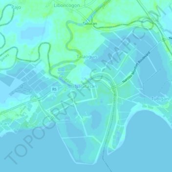 Mapa topográfico Nabitasan, altitude, relevo