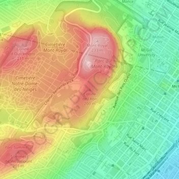 Mapa topográfico Colline de l'Abri, altitude, relevo