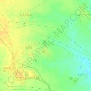 Mapa topográfico Tulsi, altitude, relevo