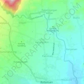 Mapa topográfico Karangtalun, altitude, relevo