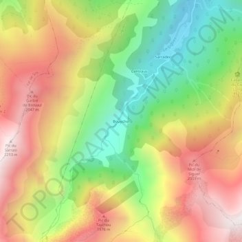 Mapa topográfico Bouychet, altitude, relevo