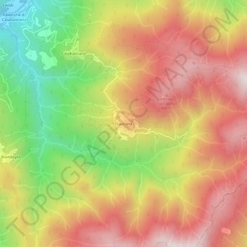 Mapa topográfico Crasciana, altitude, relevo