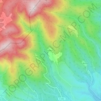 Mapa topográfico Le Priou, altitude, relevo