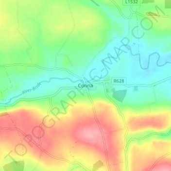 Mapa topográfico Conna, altitude, relevo