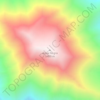 Mapa topográfico Agua Negra, altitude, relevo
