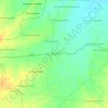Mapa topográfico Agraharam, altitude, relevo