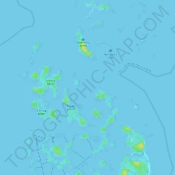 Mapa topográfico Hundred Islands, altitude, relevo