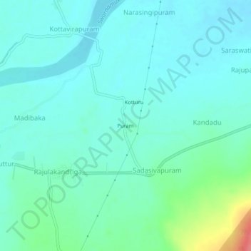 Mapa topográfico Puram, altitude, relevo