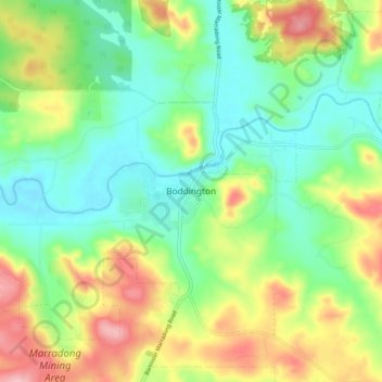 Mapa topográfico Boddington, altitude, relevo