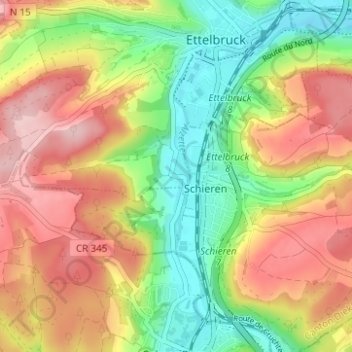 Mapa topográfico Grentzingen, altitude, relevo