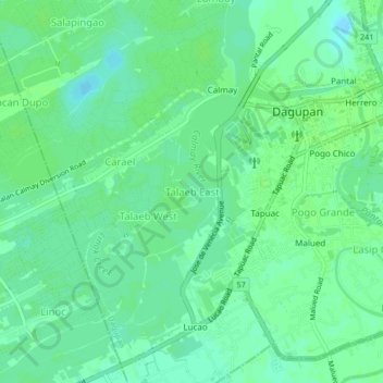 Mapa topográfico Talaeb East, altitude, relevo