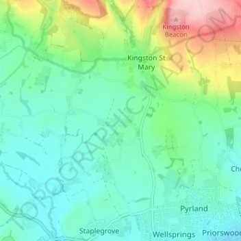 Mapa topográfico Nailsbourne, altitude, relevo
