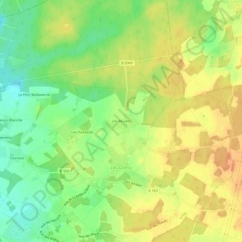 Mapa topográfico Les Musets, altitude, relevo