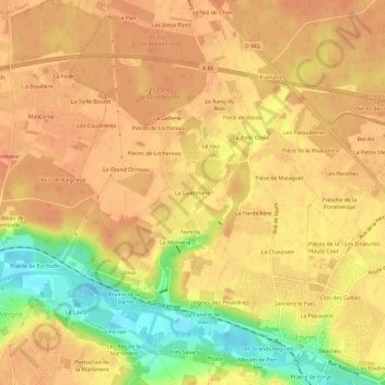Mapa topográfico La Guérinière, altitude, relevo