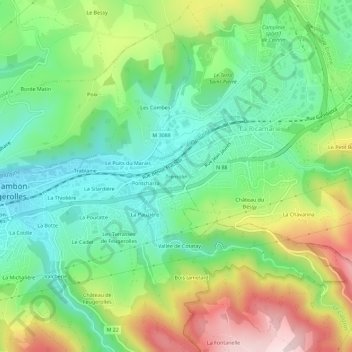 Mapa topográfico Trémolin, altitude, relevo