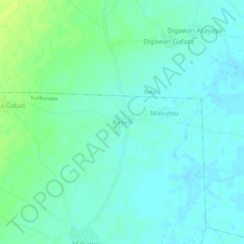 Mapa topográfico Kiroro, altitude, relevo