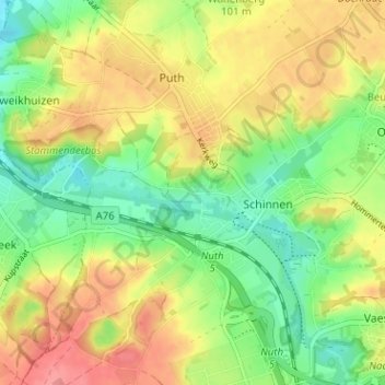 Mapa topográfico Heisterbrug, altitude, relevo