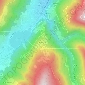 Mapa topográfico Montouvrard, altitude, relevo