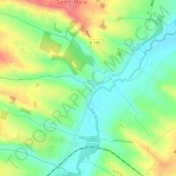 Mapa topográfico Carolin, altitude, relevo