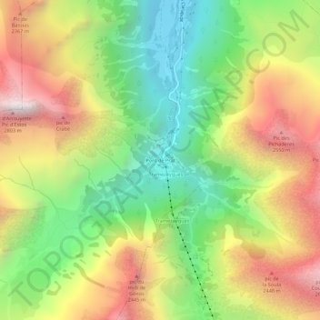 Mapa topográfico Pont de Prat, altitude, relevo