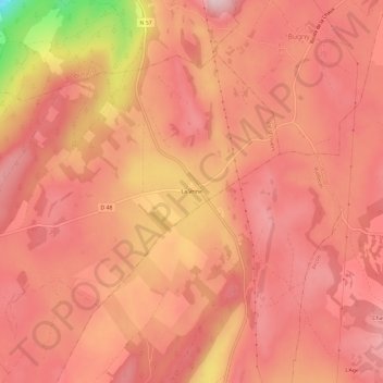 Mapa topográfico La Vrine, altitude, relevo