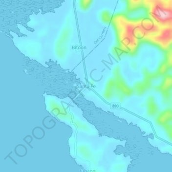 Mapa topográfico Santa Fe, altitude, relevo