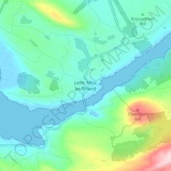 Mapa topográfico Lettermacaward, altitude, relevo