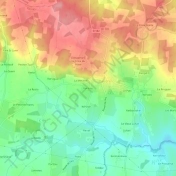 Mapa topográfico Keraray, altitude, relevo