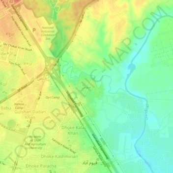 Mapa topográfico Sohan, altitude, relevo