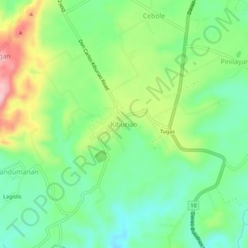 Mapa topográfico Kiburiao, altitude, relevo