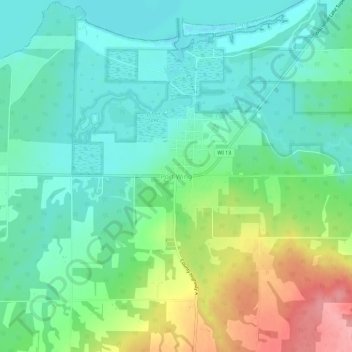 Mapa topográfico Port Wing, altitude, relevo