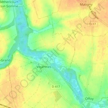 Mapa topográfico Buny, altitude, relevo