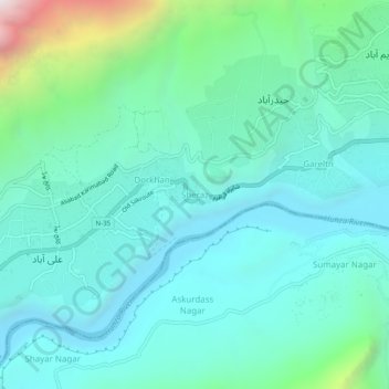 Mapa topográfico Sheraz, altitude, relevo