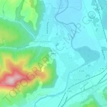 Mapa topográfico Fourtic, altitude, relevo
