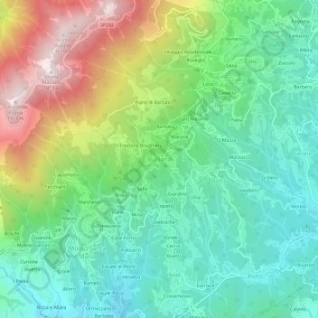 Mapa topográfico Bulliana, altitude, relevo